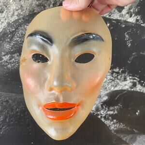 Vintage Halloween Translucent Mask 1970s Woman Eyebrow Blush Lipstick